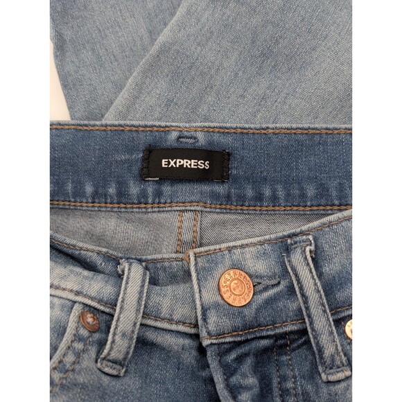 Express Light Wash Skinny Mid Rise Distressed Jeans 24/27.5 Size 0 - Picture 3 of 11